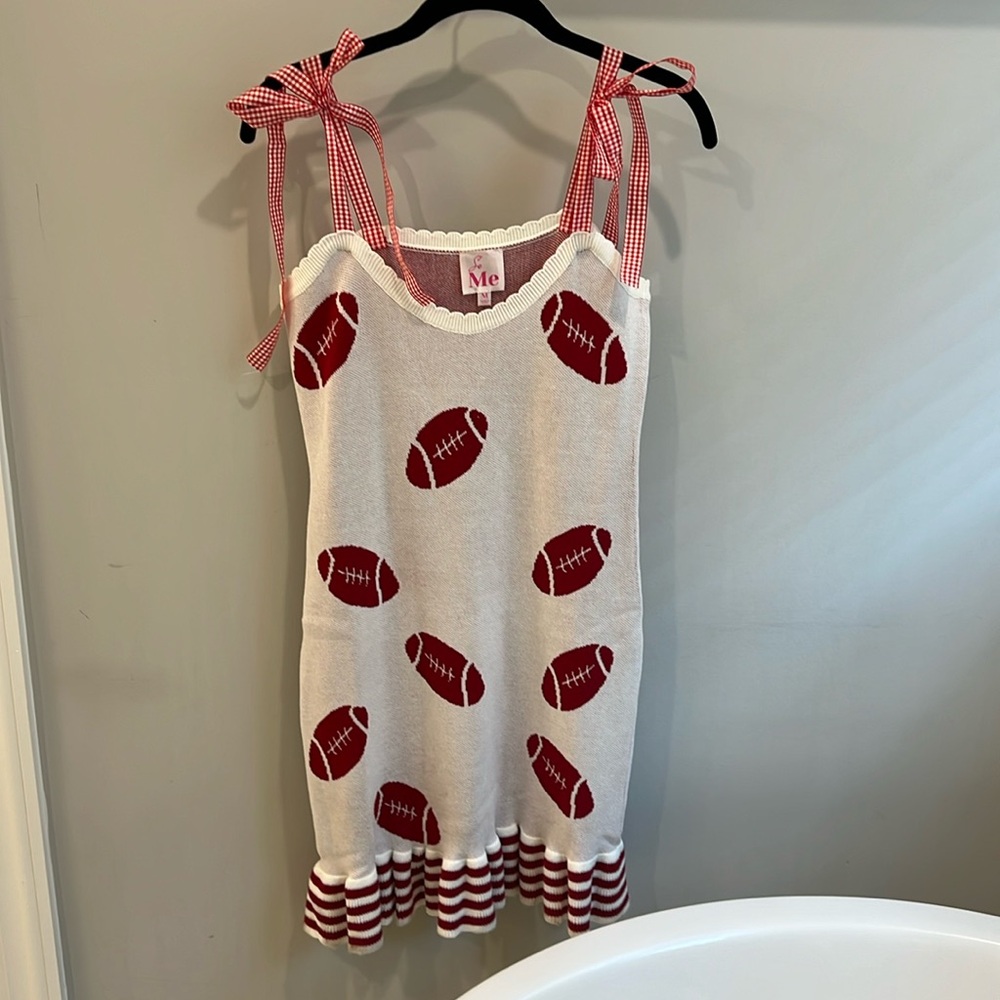 Gameday Red and Cream Knit Football Dress Size Medium